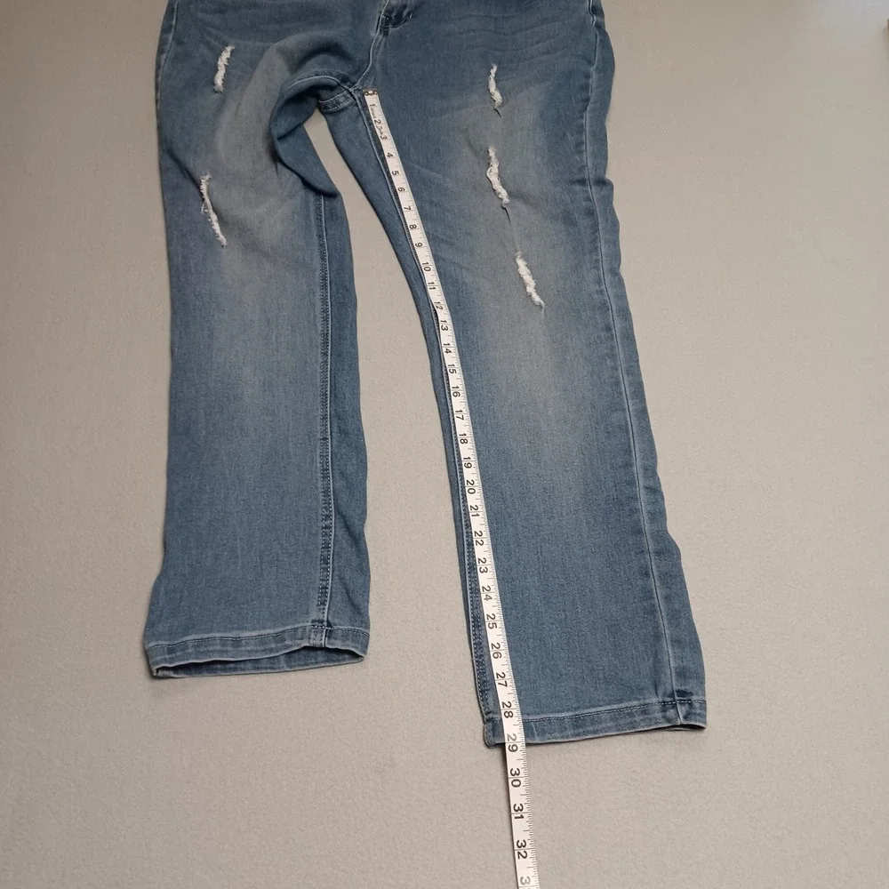 Jean's Denim Jeans Womens 20W Blue Straight Distressed Stretch‎ Casual Pants